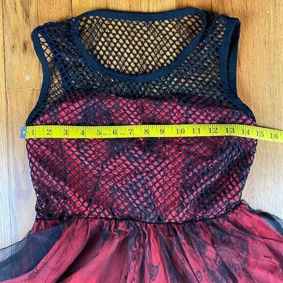 Pyon Pyon Punk Gothic Dress Black And Red With Fish Net - Picture 9 of 10